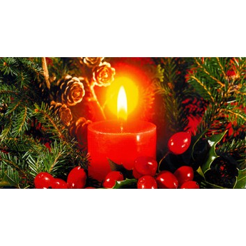  Horn Weihnachts-Postkarten; 12,5 x 23 cm; brennende Kerze mit Tannenzweigen; rote Kerze; 22-H3303 