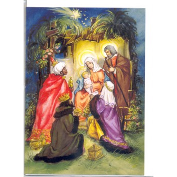  Skorpion Weihnachts-Beilegekärtchen; 75 x 105 mm; Krippenszene; 22-M064; Hochformat; weiß 