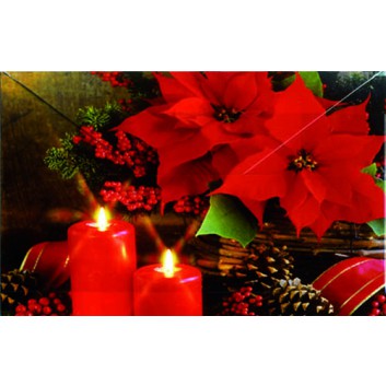  Sü Weihnachts-Geldgeschenkkarte; 105 x 65 mm; Fotomotiv: Weihnachtsstern + Kerzen; rot; 23_4510; kein extra Kuvert 