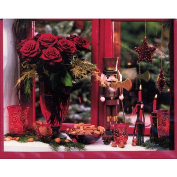  Skorpion Weihnachts-Beilegekärtchen; 7 x 9 cm; Weihnachtliches Fensterbrett; Rottöne; 95879; Querformat; rot 