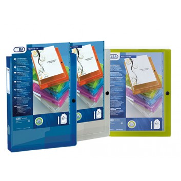  ELBA Dokumentenbox Polyvision; verschiedene Farben; für DIN A4; aus transluzenten Kunstsoff; ca. 40 mm; mit Druckknopfverschluß 