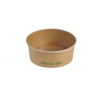  Logisch-Öko: Bowl mit PLA-Beschichtung; 750 ml; braun + Druck: Logisch Öko; Kraftpapier mit PLA-Beschichtung; Rundbecher [e]green 