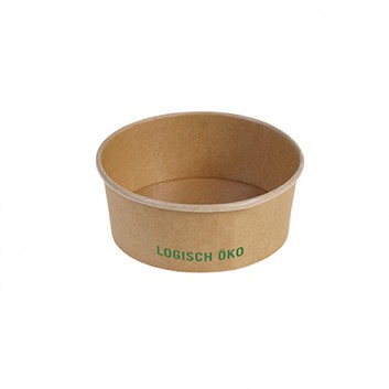  Logisch-Öko: Bowl mit PLA-Beschichtung; 1000 ml; braun + Druck: Logisch Öko; Kraftpapier mit PLA-Beschichtung; Rundbecher [e]green 