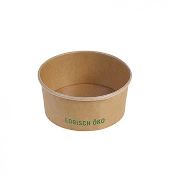  Logisch-Öko: Bowl mit PLA-Beschichtung; 1300 ml; braun + Druck: Logisch Öko; Kraftpapier mit PLA-Beschichtung; Rundbecher [e]green 