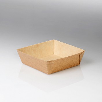  Snackbox-Tray S braun; S: Boden: 100 x 100 x 40/oben: 119 x 119; Umami; braun; Zellulose; ArtNr.: 63760 / KatNr.: 3535863760; Länge x Breite x Höhe 