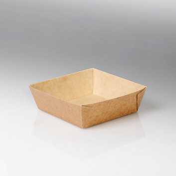  Snackbox-Tray M braun; M: Boden: 130 x 130 x 50/oben: 154x154mm; Umami; braun; Zellulose; ArtNr.: 63762 / KatNr.: 3535863762; Länge x Breite x Höhe 
