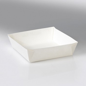  Snackbox-Tray L (niedrig) weiß; L: Boden: 154x154 x 50/oben: 177x177mm; Umami; weiß; Zellulose; ArtNr.: 63763 / KatNr.: 3535863763 