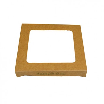  Snackbox-Deckel L braun mit PLA-Fenster; L: Deckel+Fenster: 178 x 178 mm; Umami; braun; Zellulose, Fenster aus PLA 