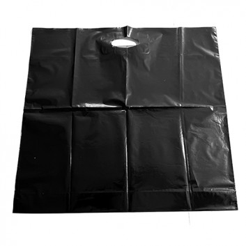  Plastik-Tragetaschen; 60 + 10 x 55 cm; unbedruckt; schwarz; ca. 60 my; LDPE; mit verstärktem Griffloch; Breite + Bodenfalte x Höhe 