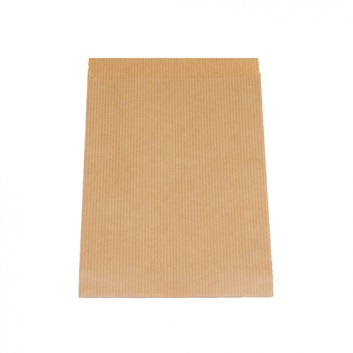  Papier-Flachbeutel; 115 x 160 mm; braun-enggerippt; Klappe ca. 20 mm; Kraftpapier enggerippt ca. 60 g/qm; Breite x Höhe + Klappe 