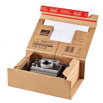  ColomPac Fix-Box S A5; braun; 230 x 166 x 90 mm / A5; 285 x 190 x 100 mm; Wellpappe; 1x Selbstklebeverschluß + Aufreißband 