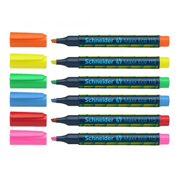  Schneider Maxx Eco 115 Leuchtmarker; verschiedene Farben; 1 + 5 mm; Keilspitze; schattenfrei kopierbar; Textmarker, Leuchtmarker, Highlighter 