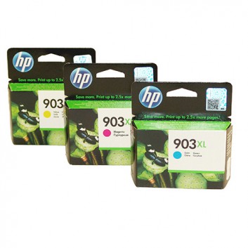  HP Original Tintenpatrone; #903XL; T6M..AE; cyan / magenta / yellow; 825 Seiten; geeignet für OfficeJet 6950, Pro 6960+70 