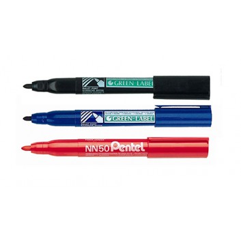  Pentel Green-Label NN50 Permanentmarker; 4 Farben; 1,3 mm; Rundspitze; aus 85% recyceltem Material; Permanentmarker 