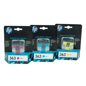  HP Original Tintenpatrone; HP 363; C877.EE; cyan / magenta / gelb; 4 ml; 400 Seiten; geeignet für Photosmart 3110, 3210, 3310 