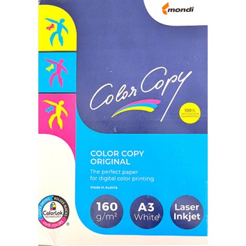  Mondi Color Copy Papier; weiß; DIN A3; 160 g/qm; satiniert; Laserdrucker; hohe Planlage, gute Opazität 