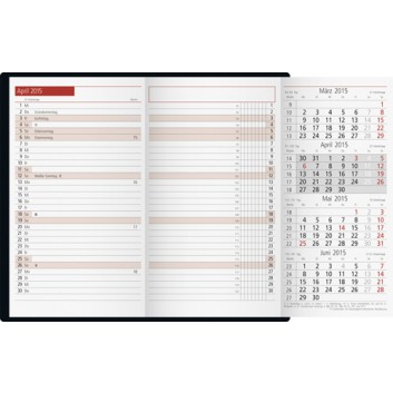  rido/idé Taschenkalender; bordeaux / schwarz; 8,7 x 15,3 cm; 1 Monat = 2 Seiten; 7040302; Kunststoff; Ausklappteil mit Vorderseite 