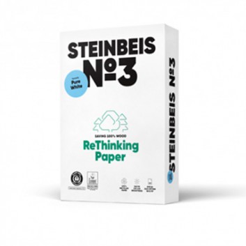  Steinbeis #3 Pure White, Recycling Office-Papier; naturweiß - 90er ISO Weiße; DIN A4; 80 g/qm; ungestrichen; Inkjet - und Laserdrucker 