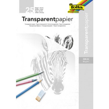  folia Transparentpapier-Block 25-Blatt; DIN A3; weiß-milchig; 80 g/qm 