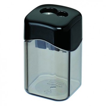  M+R Doppel-Dosenspitzer Quattro Swing; schwarz/rauch; eckig; Kunststoff, Metallmesser; für Blei- & Farbstifte bis 8 oder 11 mm 