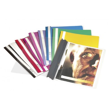  DURABLE Schnellhefter; verschiedene Farben; für DIN A4; PVC - Hartfolie; ca. 120 Blatt; transparenter Vorderdeckel; Einschubkanal für Hängeschiene 