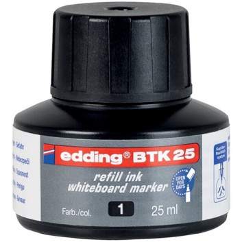  edding BTK25 Nachfülltinte für Whiteboardmarker; schwarz; Tinte, abwischbar; 25 ml; Kunststofffässchen mit Kapillarsystem 