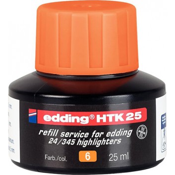  edding MTK25 Nachfülltinte für Leuchtmarker; orange; lichtbeständige, geruchsneutrale Tinte; 25 ml; Kunststofffässchen mit Kapillarsystem 