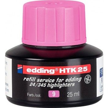  edding HTK25 Nachfülltinte für Leuchtmarker; rosa; lichtbeständige, geruchsneutrale Tinte; 25 ml; Kunststofffässchen mit Kapillarsystem 
