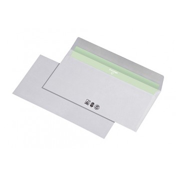  Briefumschläge Envirelope; 114 x 229 mm (DIN Lang); weiß; ohne Fenster; Haftklebung mit Abdeckstreifen; gerade Klappe; 75 g/qm 