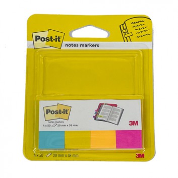  Post-it Haftmarker Page Marker; 20 x 38 mm; türkis, ultragelb, orange, pink; Papier; Standard, ablösbar; 4 Blöcke á 50 Blatt 