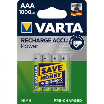  VARTA NiMH Akku Ready2Use 5703; 1,2 V; 1000 mAh; Höhe: 44,5, Ø 10,5 mm; AAA ( Mikro); 12,0 g; im 4er - Blister; wieder aufladbar 