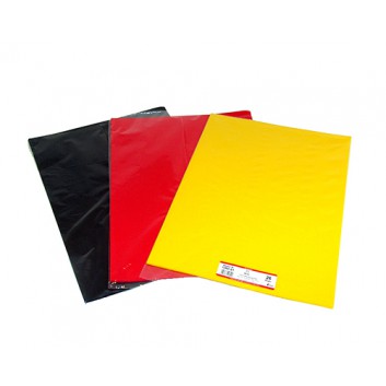  Blumen- und Bastelseide; 50 x 70 cm; uni; schwarz / rot / gelb; feucht färbend, nicht naßfest; ca. 19 g/qm; Seidenpapier, nicht säurefrei 