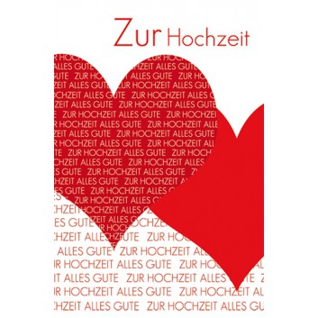  Skorpion Glückwunschkarte; 115 x 175 mm; Zur Hochzeit; Herzen mit Schriftzug; Ku: rot, naßklebend, Spitzklappe; Hochformat; 91sk1831 