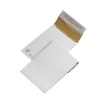  Faltenpolstertasche K-Pack; 162 x 229 mm (DIN C5); recycling-weiß; ohne Fenster; Haftklebung mit Abdeckstreifen; gerade 80 mm Klappe 