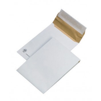  Faltenpolstertaschen K-Pack; 176 x 250 mm (DIN B5); recycling-weiß; ohne Fenster; Haftklebung mit Abdeckstreifen; gerade 80 mm Klappe 