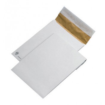  Faltenpolstertaschen K-Pack; 229 x 324 mm (DIN C4); recycling-weiß; ohne Fenster; Haftklebung mit Abdeckstreifen; gerade 80 mm Klappe 