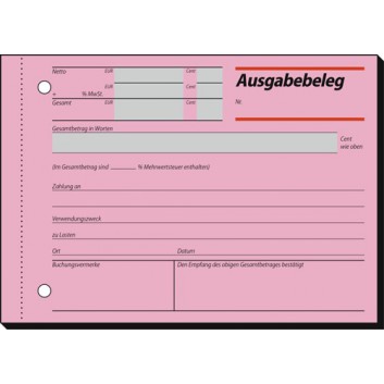  Sigel Ausgabebelege; 105 x 148 mm (DIN A6) quer; rosa; 50 Originale; 50 Blatt; Mit MwSt. Nachweis; AG615 