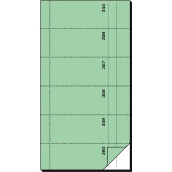  Sigel Bon-Buch, mit Blaupapier; 1-360; hellgrün; 2x 360 Abrisse (Original+Kopie); 10,5 x 20 cm 