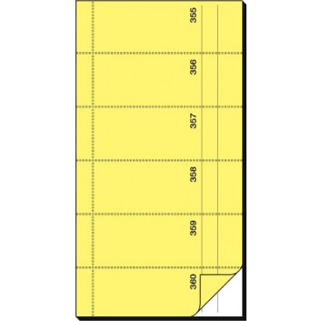 Sigel Bon-Buch, mit Blaupapier; 1-360; gelb; 2x 360 Abrisse (Original+Kopie); 10,5 x 20 cm 