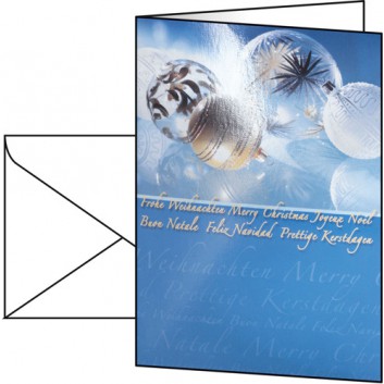  Sigel Weihnachts-Faltkarte, Classic; DIN A6, hoch; Golden Baubles, internationaler Text; DS369; Glanzkarton: außen hochglanz, innen matt; 220 g/qm 