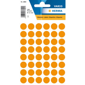  HERMA Haftetiketten - Markierungspunkte; Ø 13 mm; leuchtorange; Papier, chlorfrei gebleicht; permanent haftend 