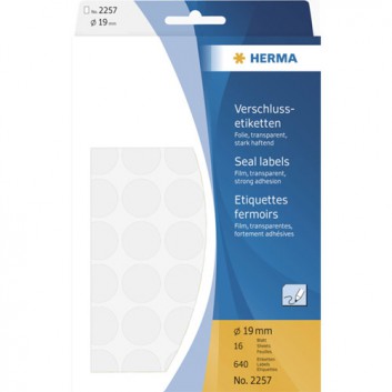  HERMA Haftetiketten - Markierungspunkte; Ø 19 mm; transparent, matt; Polyesterfolie; extra-stark haftend, permanent 
