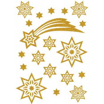  HERMA Weihnachts-Schmuck-Etiketten; 7,5 x 10 cm (Blattformat); Filigrane Sterne + Komet; gold; 3726; beglimmert; Inhalt: 1 Blatt 