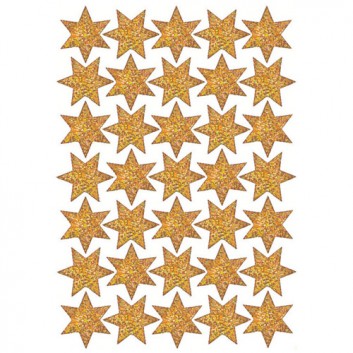  HERMA Weihnachts-Schmuck-Etiketten; 7,5 x 10 cm (Blattformat); Sterne, 6-zackig; gold; 3911; Durchmesser Sterne: ca.16 mm; Goldglimmer 