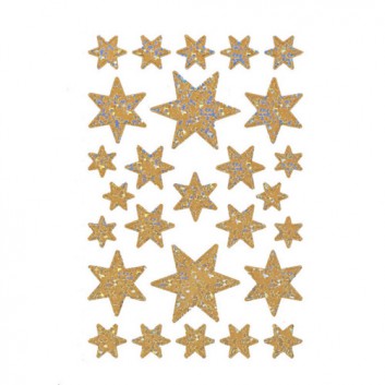  HERMA Weihnachts-Schmuck-Etiketten; 7,5 x 10 cm (Blattformat); Sterne, 6-zackig; gold; 3916; Sterne klein + groß, sortiert; Irisfolie 