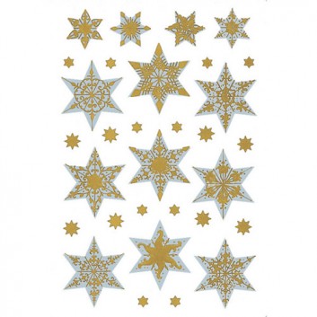  HERMA Weihnachts-Schmuck-Etiketten; 7,5 x 10 cm (Blattformat); Sterne in verschiedenen Größen; gold-silber; 3948; teilweise reliefgeprägt 