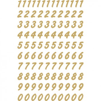  HERMA Zahlen - Haftetiketten; 8 mm; gold auf transparent; Folie, Wetterfest; permanent haftend; Zahlen von 0 - 9, Druckschrift kursiv 