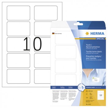  HERMA Namensetiketten SPECIAL; 80 x 50 mm; weiß; Acetatseide; von Textilien gut ablösbar; mit umlaufendem Rand; für Laserdrucker und Kopierer 