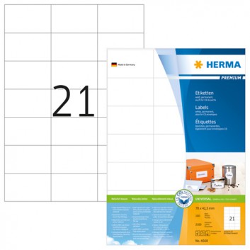  HERMA Universal-Etiketten PREMIUM; diverse Formate; weiß; Papier; permanent; verschiedene; für Inkjet-, Laserdrucker und Kopierer; 100 Blatt 
