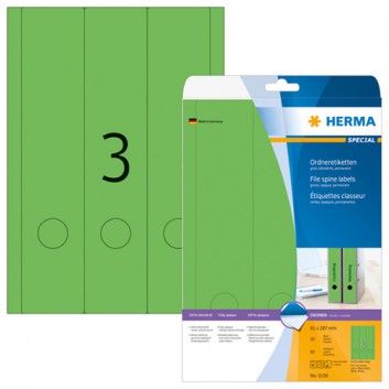  HERMA Ordneretiketten SPECIAL; 61 x 297 mm (lang/breit); verschiedene Farben; Papier; permanent; mit umlaufendem Rand 
